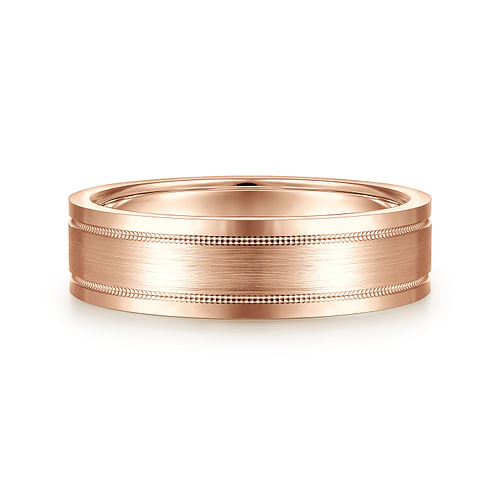 14K Rose Gold 6mm - Men's Wedding Band in Satin Finish