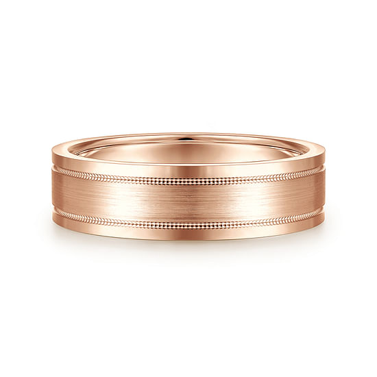 Gabriel - 14K Rose Gold 6mm - Men's Wedding Band in Satin Finish