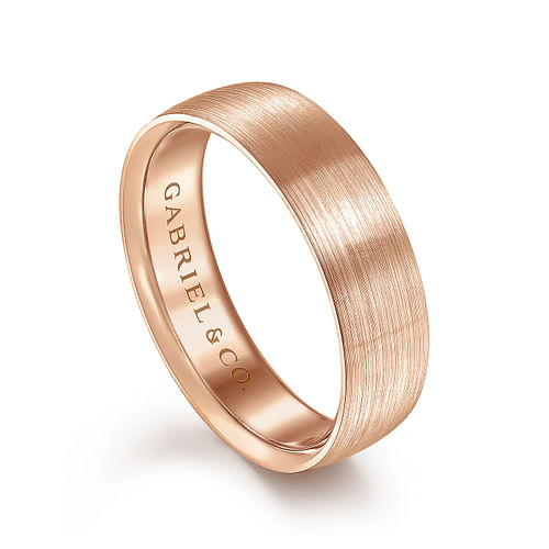 14K Rose Gold 6mm - Men's Wedding Band in Satin Finish