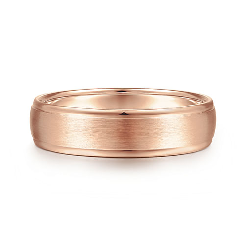 14K Rose Gold 6mm - Men's Wedding Band in Satin Finish
