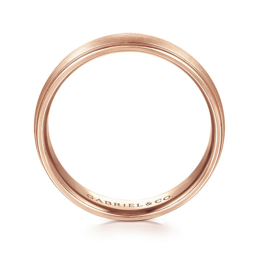 14K Rose Gold 6mm - Men's Wedding Band in Satin Finish