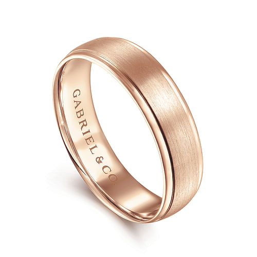 14K Rose Gold 6mm - Men's Wedding Band in Satin Finish
