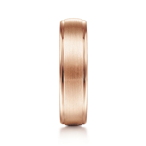 14K Rose Gold 6mm - Men's Wedding Band in Satin Finish