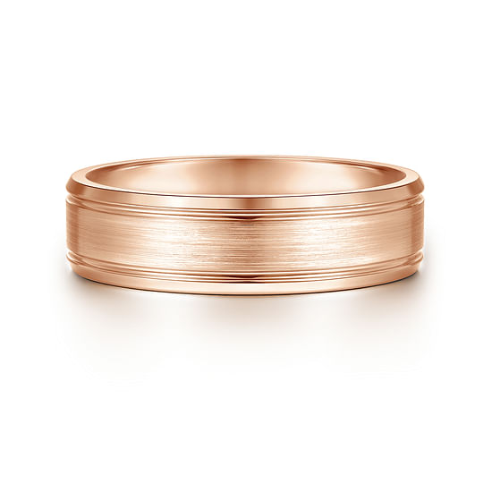 Gabriel - 14K Rose Gold 6mm - Men's Wedding Band in Satin Finish