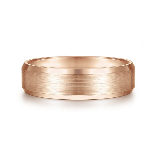 Gabriel - 14K Rose Gold 6mm - Satin Finish Men's Wedding Band with Beveled Edge