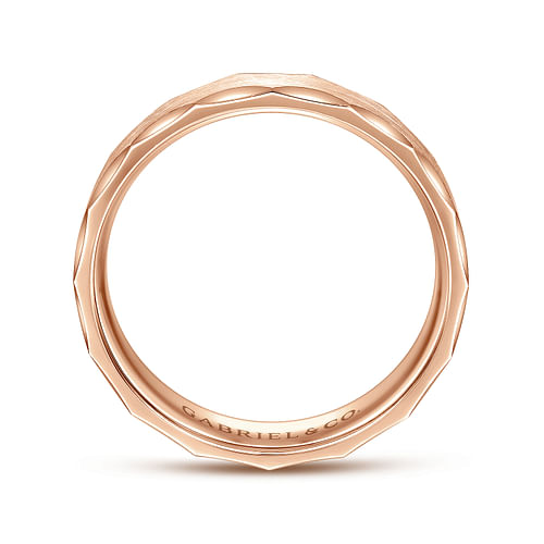 14K Rose Gold 6mm - Satin Grooved Edge Men's Wedding Band