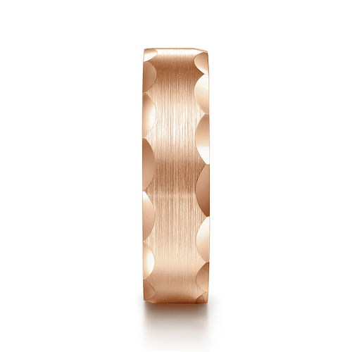 14K Rose Gold 6mm - Satin Grooved Edge Men's Wedding Band