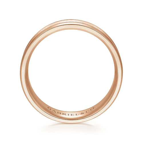 14K Rose Gold 6mm - Satin Polish Center and Milgrain Edge Men's Wedding Band