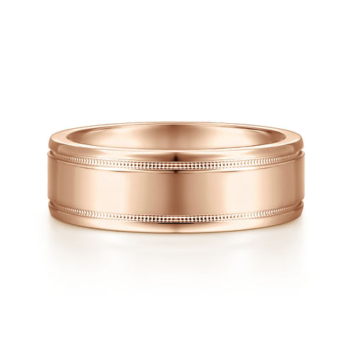 14K Rose Gold 7mm - High Polished Men's Wedding Band 