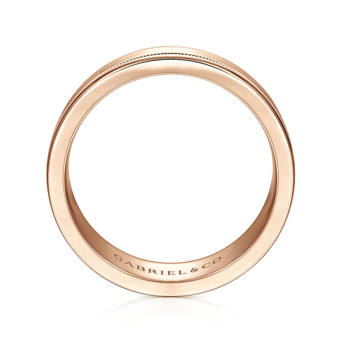 14K Rose Gold 7mm - High Polished Men's Wedding Band 