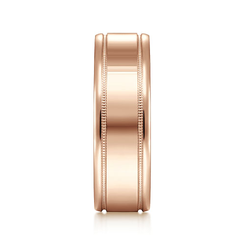 14K Rose Gold 7mm - High Polished Men's Wedding Band 