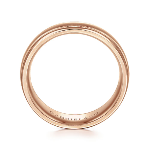 14K Rose Gold 7mm - Men's Wedding Band in High Polished Finish