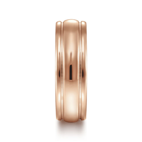 14K Rose Gold 7mm - Men's Wedding Band in High Polished Finish