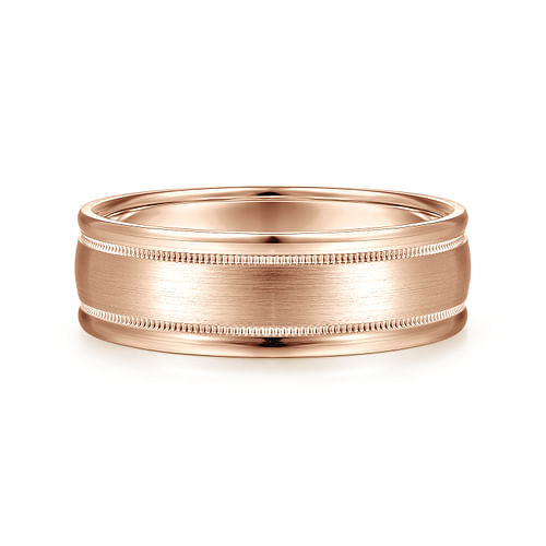 14K Rose Gold 7mm - Men's Wedding Band in Satin Finish