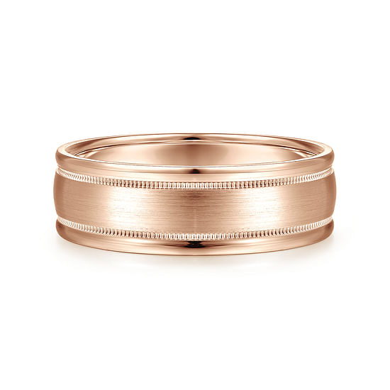 Gabriel - 14K Rose Gold 7mm - Men's Wedding Band in Satin Finish