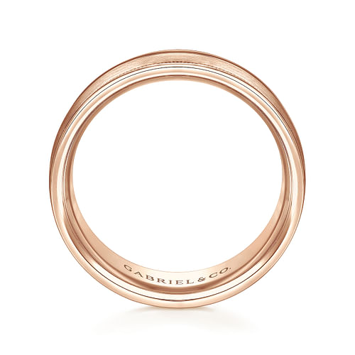 14K Rose Gold 7mm - Men's Wedding Band in Satin Finish