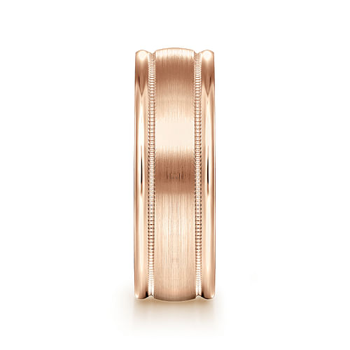 14K Rose Gold 7mm - Men's Wedding Band in Satin Finish