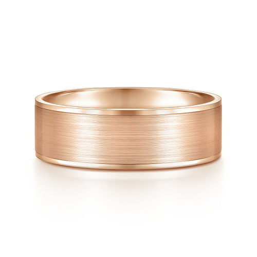 14K Rose Gold 7mm - Men's Wedding Band in Satin Finish