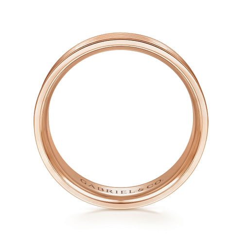 14K Rose Gold 7mm - Men's Wedding Band in Satin Finish