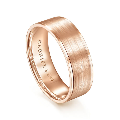 14K Rose Gold 7mm - Men's Wedding Band in Satin Finish