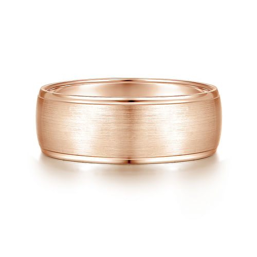 14K Rose Gold 8mm - Men's Wedding Band in Satin Finish