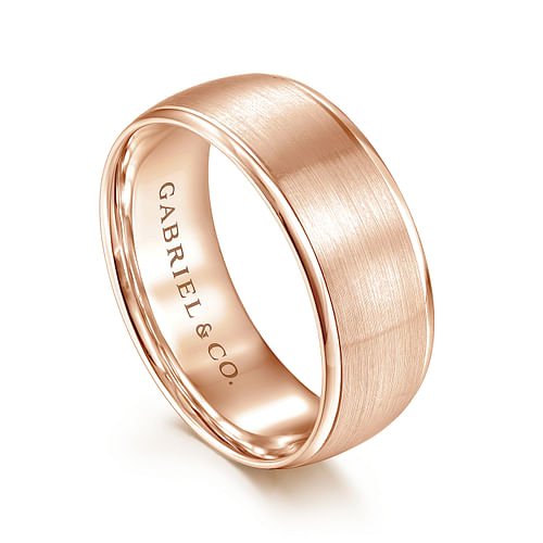 14K Rose Gold 8mm - Men's Wedding Band in Satin Finish