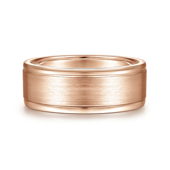 Gabriel - 14K Rose Gold 8mm - Men's Wedding Band in Satin Finish