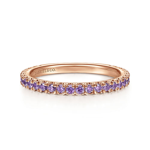 14K Rose Gold Amethyst Stackable Ring