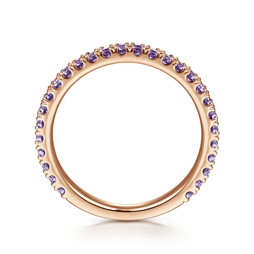 14K Rose Gold Amethyst Stackable Ring