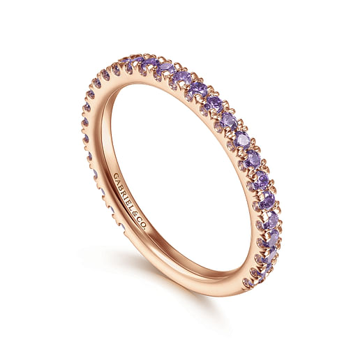 14K Rose Gold Amethyst Stackable Ring