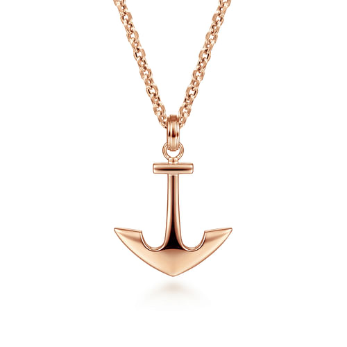 14K Rose Gold Anchor Pendant