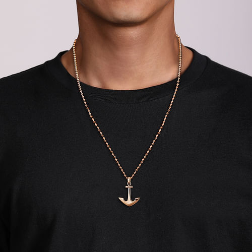 14K Rose Gold Anchor Pendant