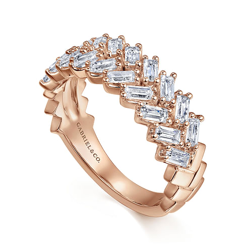 14K Rose Gold Baguette Diamond Anniversary Band