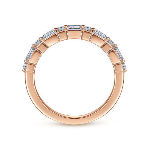 14K Rose Gold Baguette and Princess Cut Diamond Anniversary Band