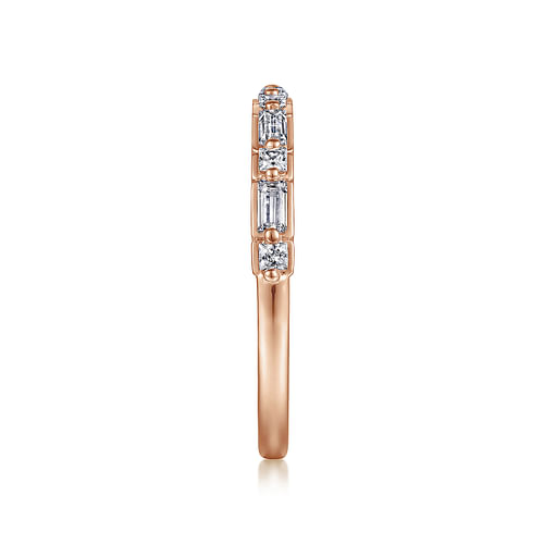 14K Rose Gold Baguette and Princess Cut Diamond Anniversary Band