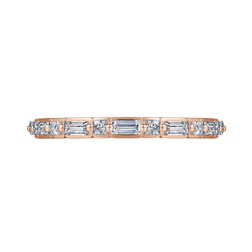 14K Rose Gold Baguette and Princess Cut Diamond Anniversary Band