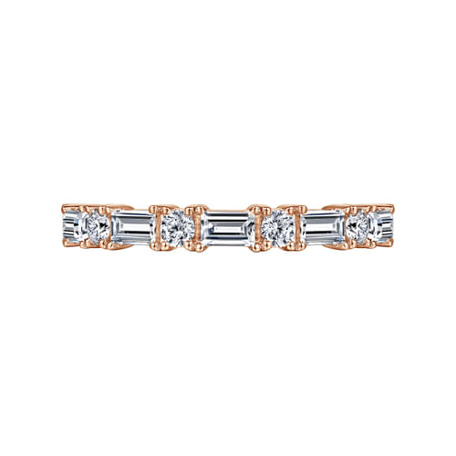 14K Rose Gold Baguette and Round Diamond Anniversary Band