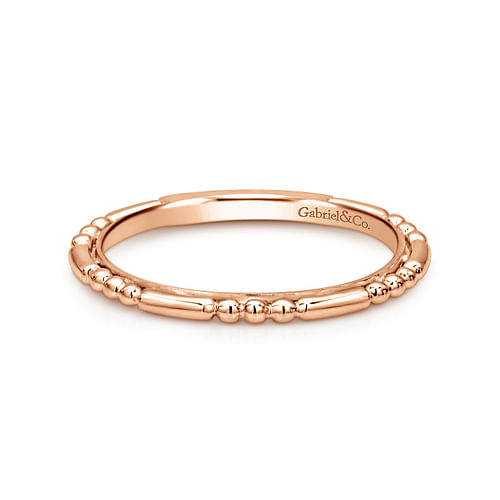 14K Rose Gold Ball and Bar Station Stackable Ring