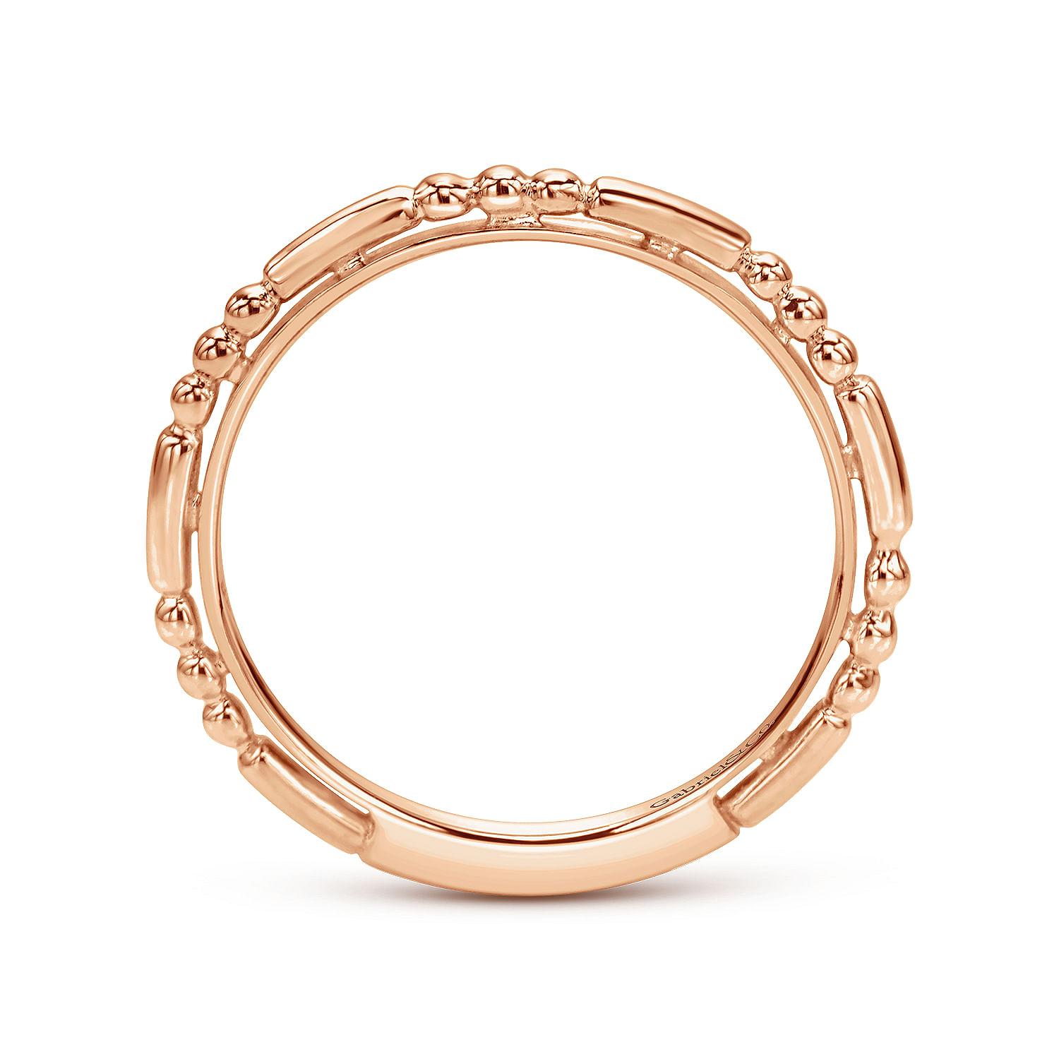 14K Rose Gold Ball and Bar Station Stackable Ring