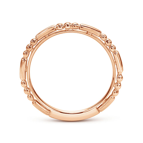 14K Rose Gold Ball and Bar Station Stackable Ring