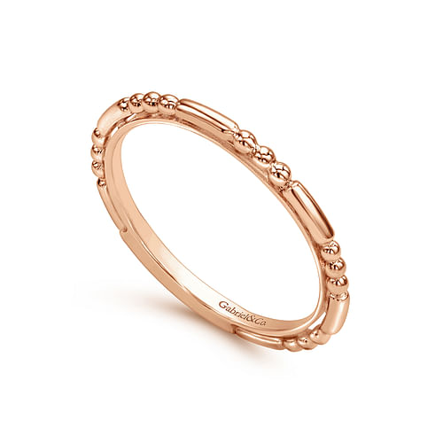 14K Rose Gold Ball and Bar Station Stackable Ring