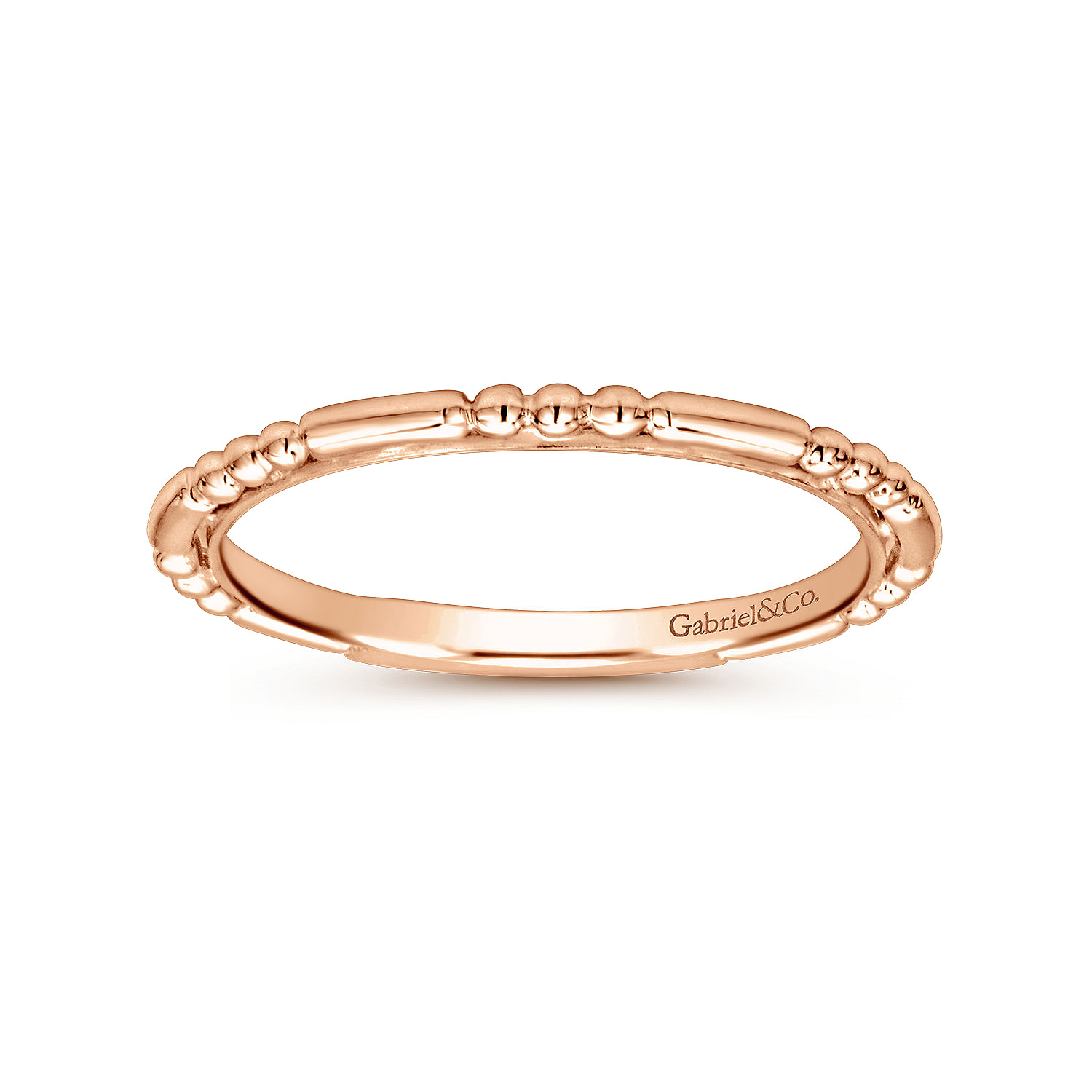 14K Rose Gold Ball and Bar Station Stackable Ring