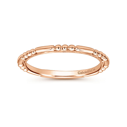 14K Rose Gold Ball and Bar Station Stackable Ring