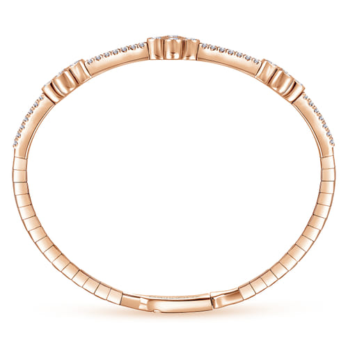 14K Rose Gold Bangle with Quatrefoil Diamond Stations