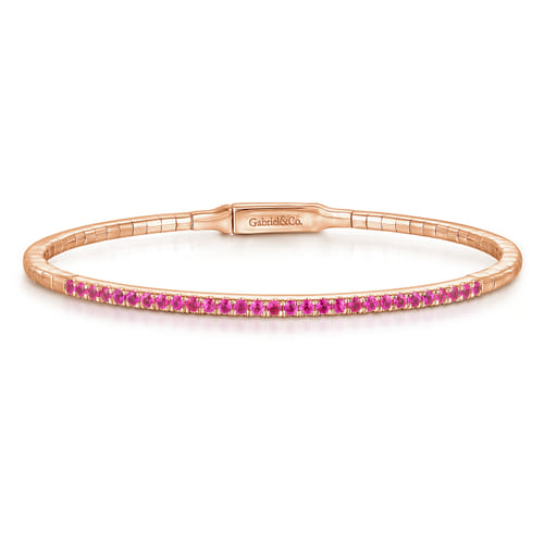 14K Rose Gold Bangle with Rubies