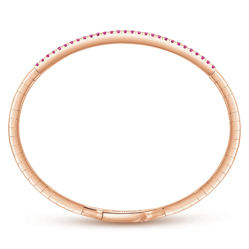 14K Rose Gold Bangle with Rubies
