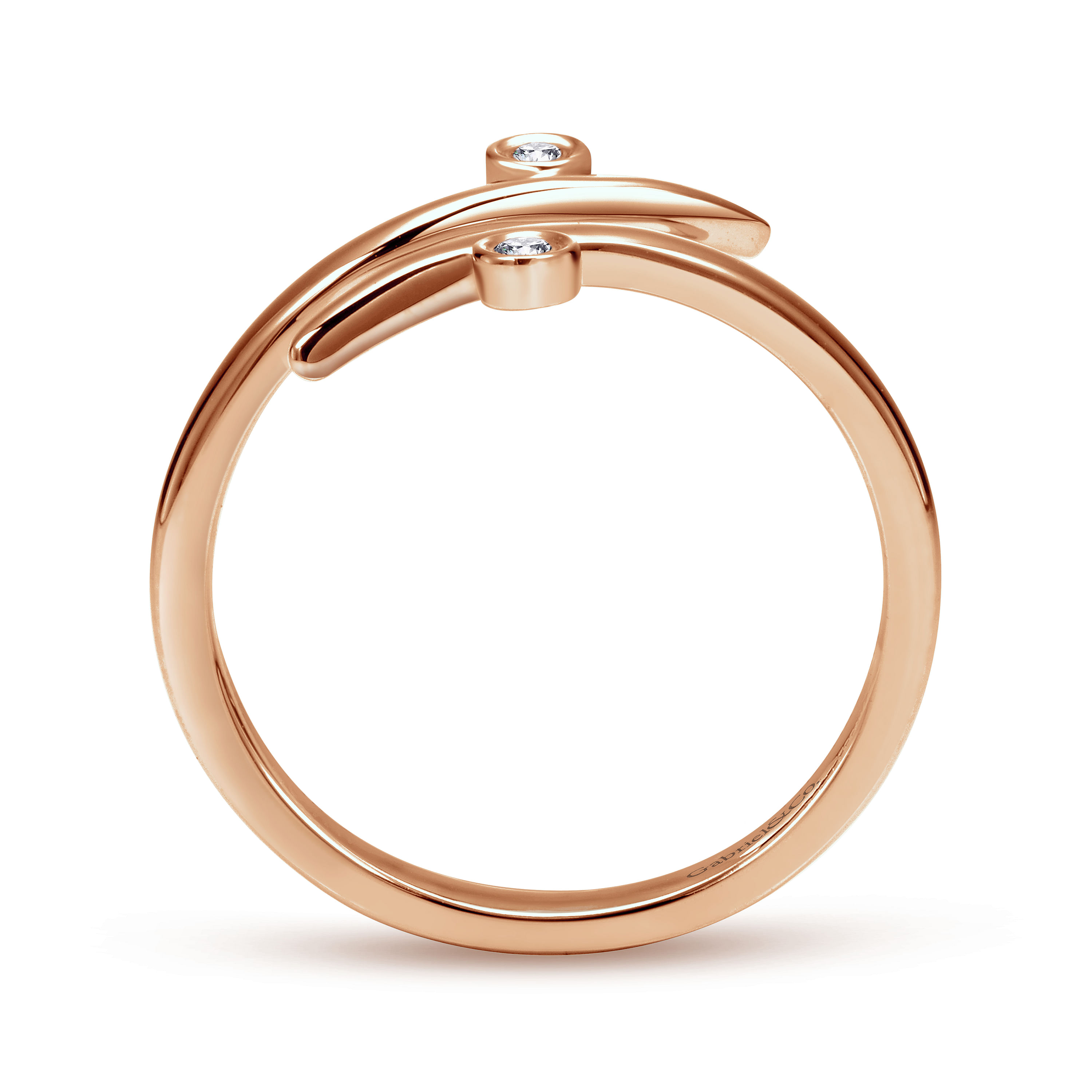14K Rose Gold Bezel Set Diamond Midi Open Wrap Midi Knuckle Ring