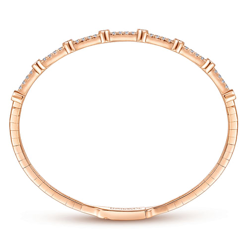 14K Rose Gold Bezel Station Diamond Bangle