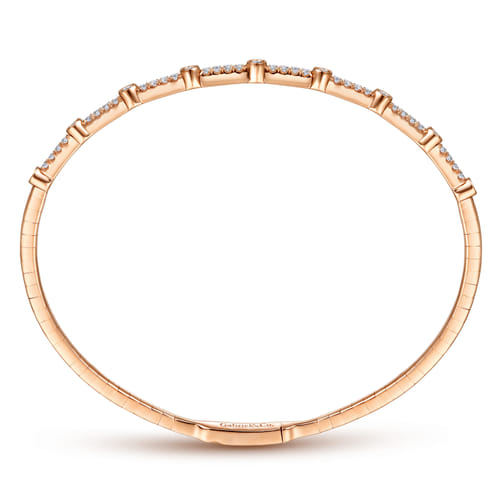 14K Rose Gold Bezel Station Diamond Bangle
