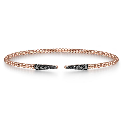 14K Rose Gold Black Diamond Bangle